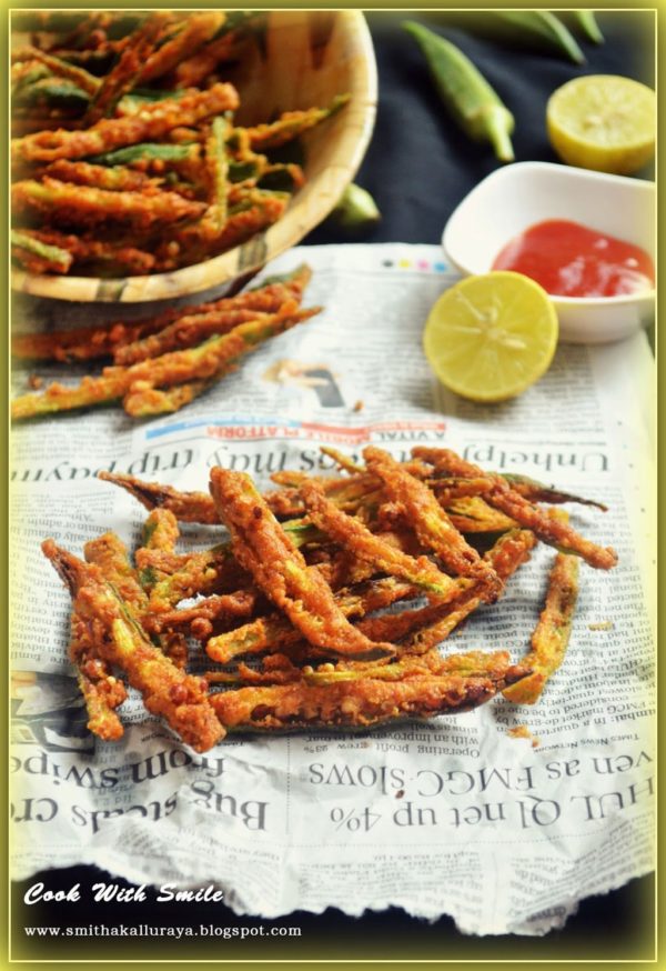 BHINDI KURKURI / CRISPY OKRA / LADIES FINGER FRY Recipe Cook With Smile