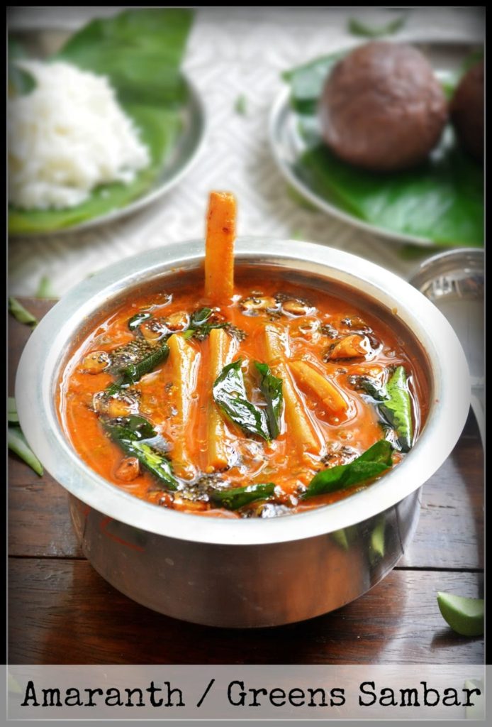 GREEN LEAVES (AMARANTH) SAMBAR /SOPPINA HULI(SAMBAR)/KEERAI SAMBAR