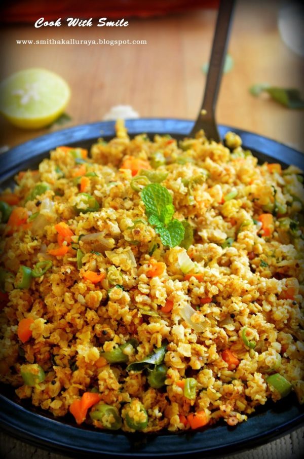 OATS UPMA / INSTANT VEGETABLE OATS UPMA RECIPE Cook With Smile