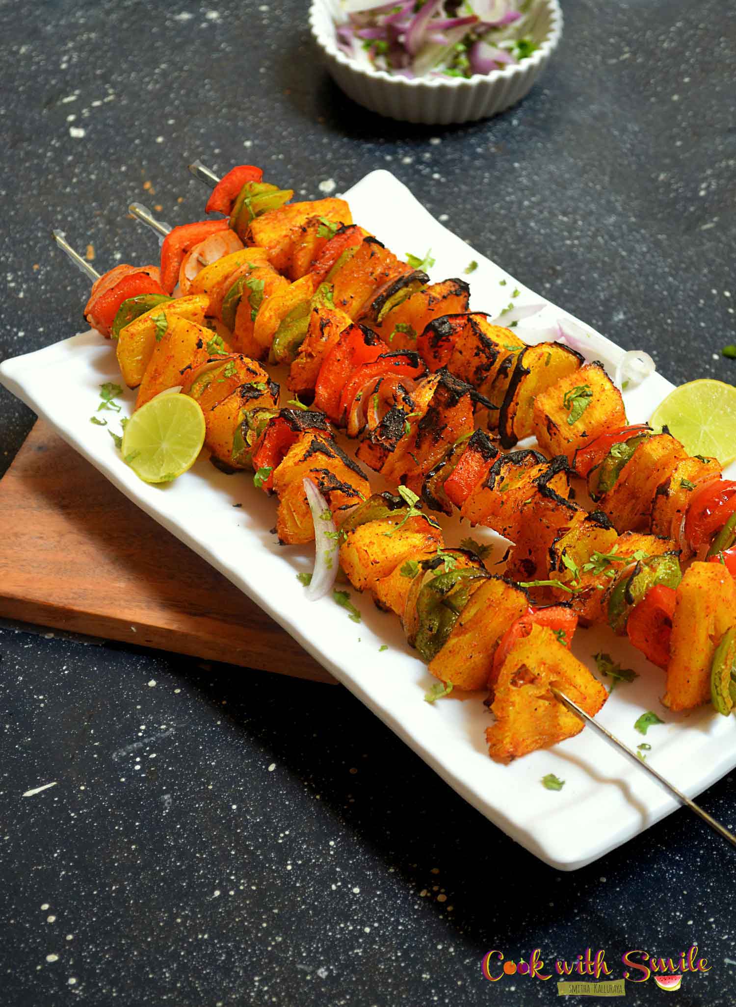 GRILLED PINEAPPLE SKEWERS RECIPE / TANDOORI PINEAPPLE TIKKA Cook with