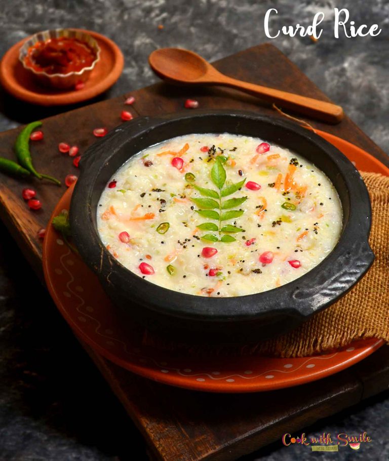 CURD RICE RECIPE | MOSARANNA RECIPE | THAYIR SADAM RECIPE - Cook with Smile